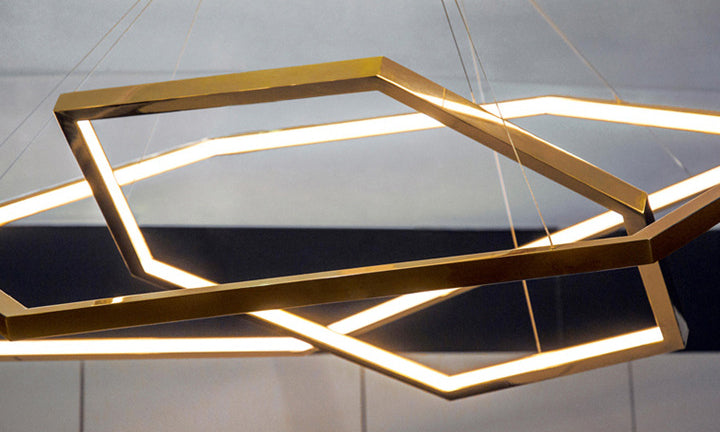 Gold Multi-Tier Chandelier Lighting Fixture Minimalist LED Metal Suspension Light