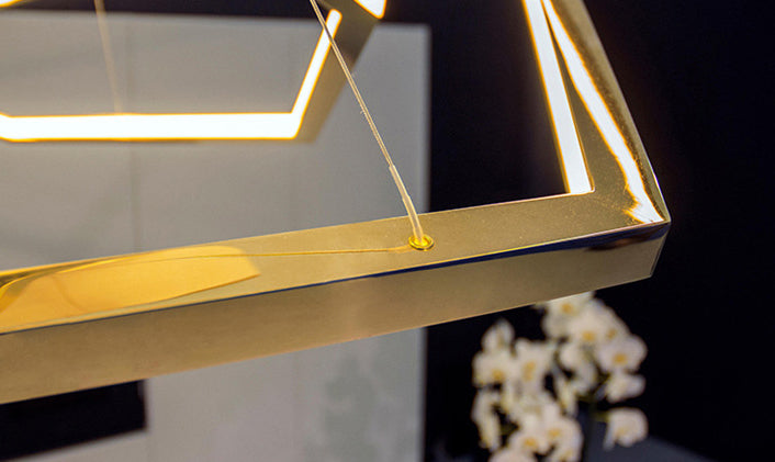 Gold Multi-Tier Chandelier Lighting Fixture Minimalist LED Metal Suspension Light