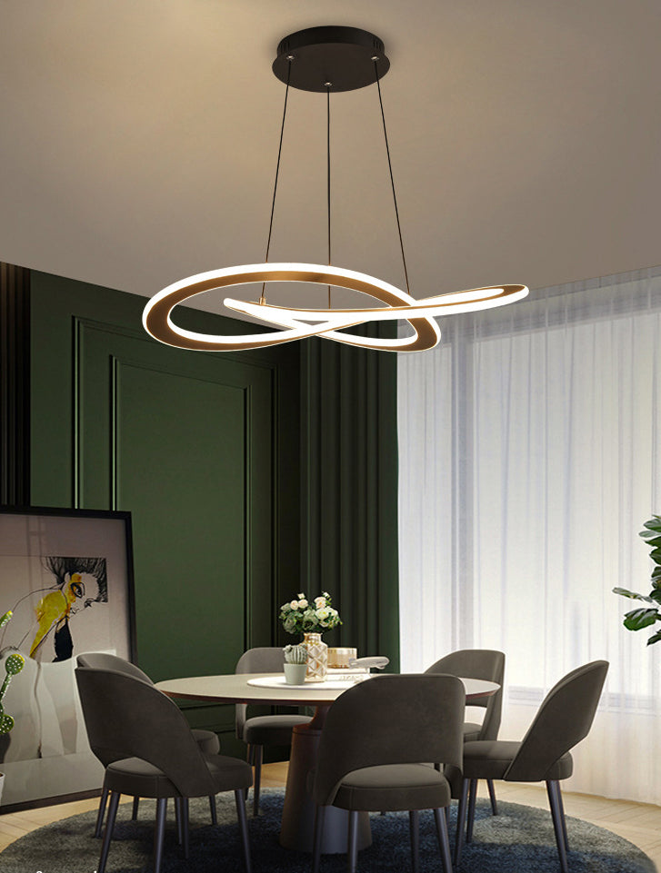 Twisting Metal Chandelier Lighting Fixture Modern LED Black Chandelier Lamp for Living Room