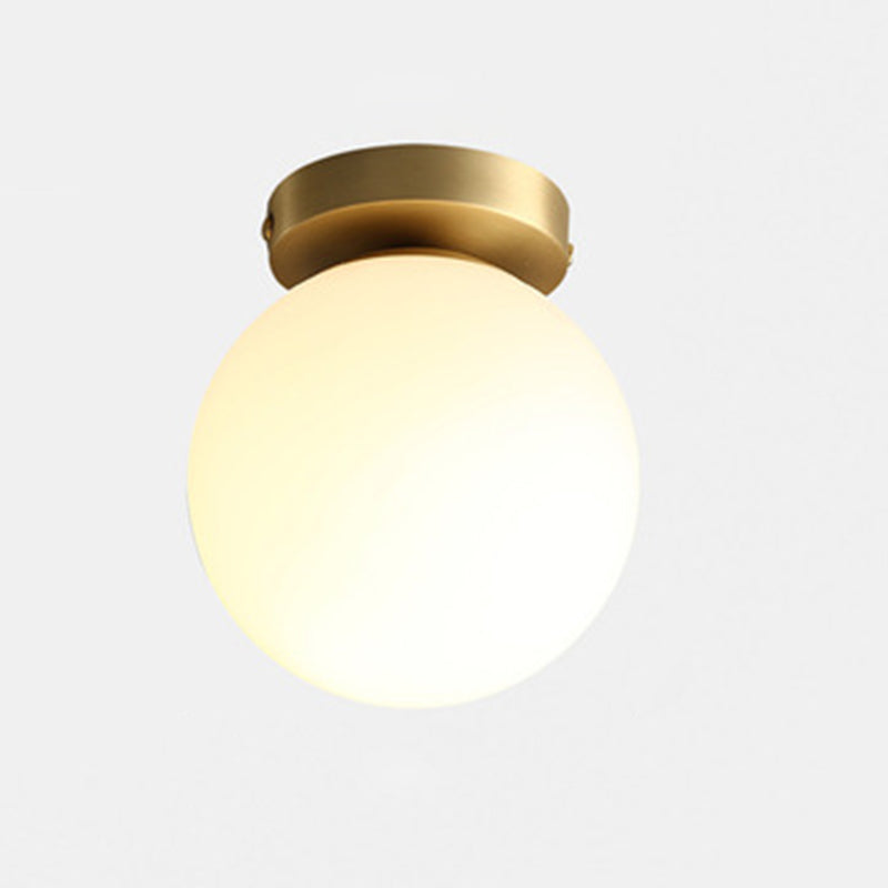 Foyer-inbouwverlichting met één lamp Minimalistische plafondlamp met bolvormige glazen kap