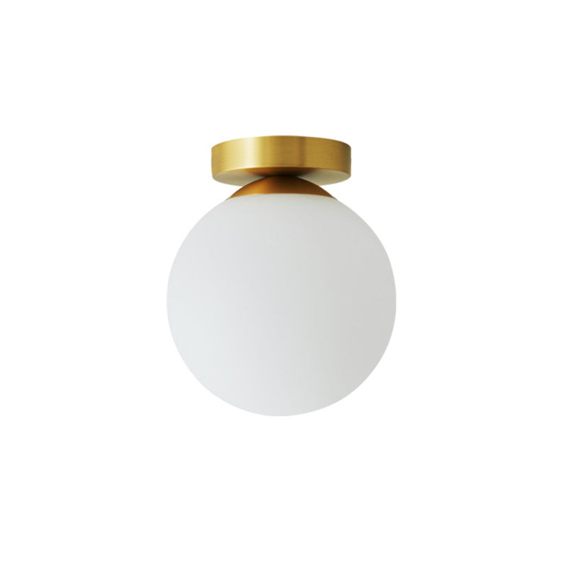 Foyer-inbouwverlichting met één lamp Minimalistische plafondlamp met bolvormige glazen kap