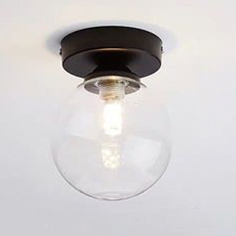 Foyer-inbouwverlichting met één lamp Minimalistische plafondlamp met bolvormige glazen kap