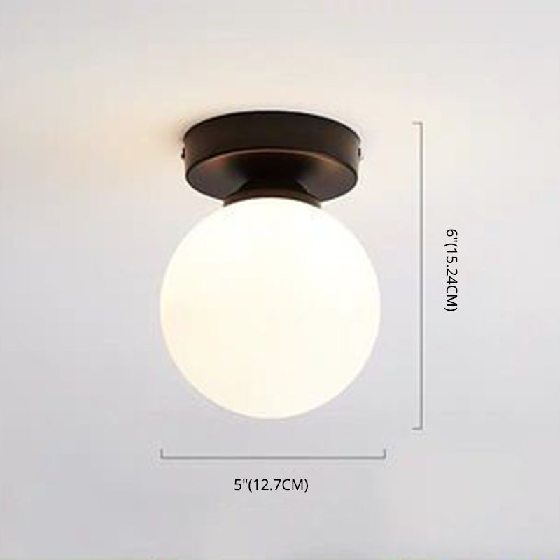 Foyer-inbouwverlichting met één lamp Minimalistische plafondlamp met bolvormige glazen kap