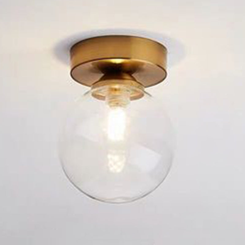 Foyer-inbouwverlichting met één lamp Minimalistische plafondlamp met bolvormige glazen kap