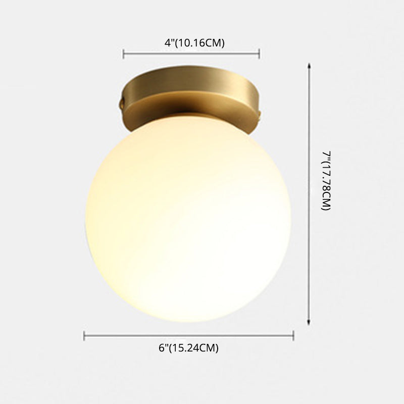 Foyer-inbouwverlichting met één lamp Minimalistische plafondlamp met bolvormige glazen kap