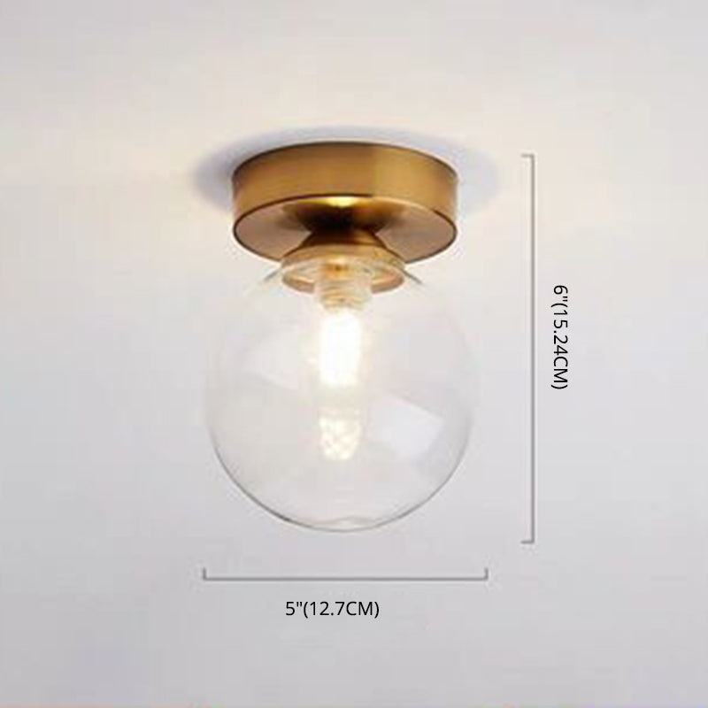 Foyer-inbouwverlichting met één lamp Minimalistische plafondlamp met bolvormige glazen kap