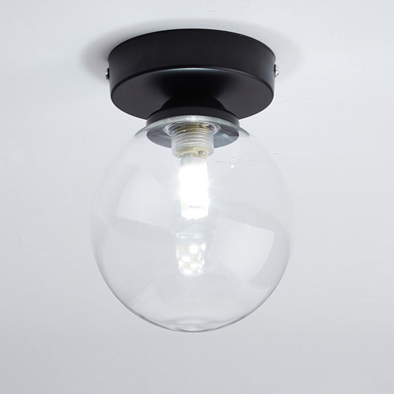 Foyer-inbouwverlichting met één lamp Minimalistische plafondlamp met bolvormige glazen kap