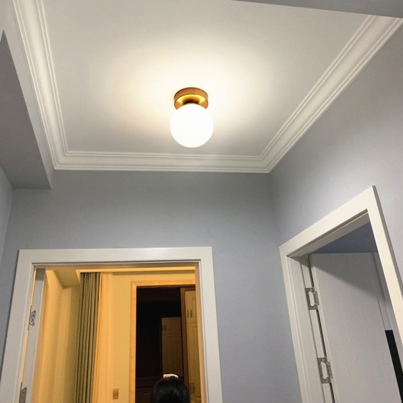 Foyer-inbouwverlichting met één lamp Minimalistische plafondlamp met bolvormige glazen kap