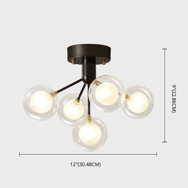 Modo Flush Mount Ceiling Light Modern Clear and Frosted Glass 5-Light Semi Flush Light for Corridor