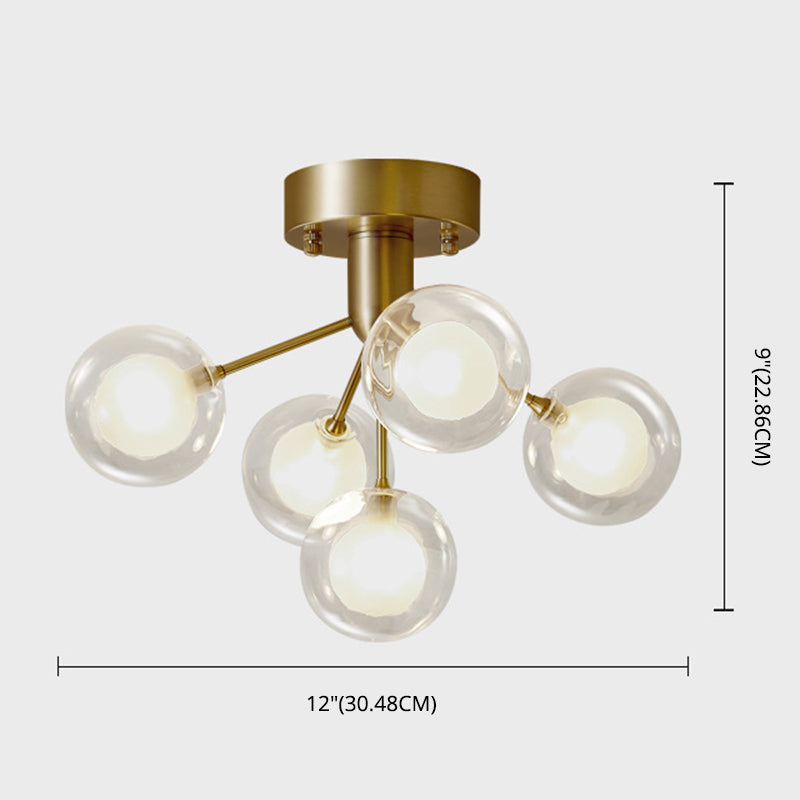Modo Flush Mount Ceiling Light Modern Clear and Frosted Glass 5-Light Semi Flush Light for Corridor