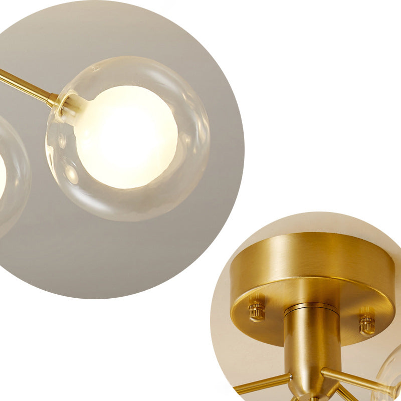 Modo Flush Mount Ceiling Light Modern Clear and Frosted Glass 5-Light Semi Flush Light for Corridor