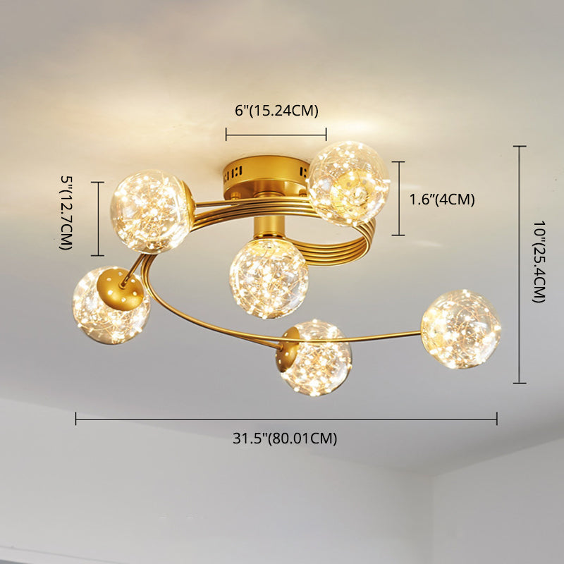 Amber Glass Ball Semi Mount Lighting Nordic Lrass Finis