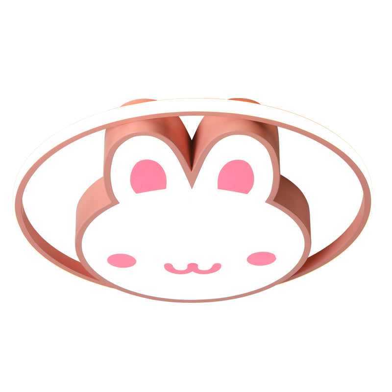 Rosa Kaninchen Decke Licht Cartoon LED Acryl Flush montiert Licht mit Halo Ring für Mädchen Zimmer