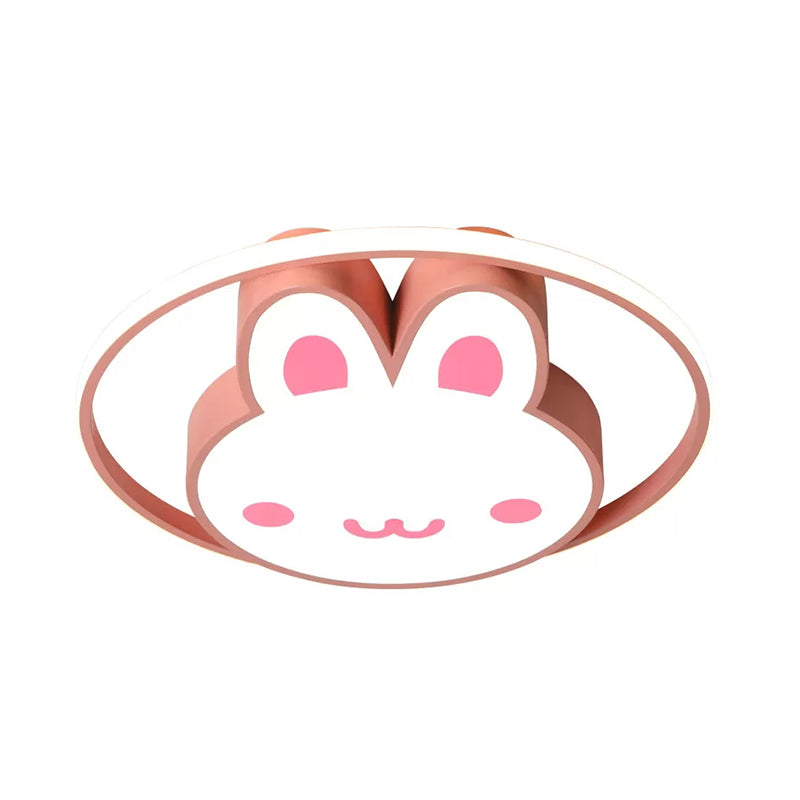 Rosa Kaninchen Decke Licht Cartoon LED Acryl Flush montiert Licht mit Halo Ring für Mädchen Zimmer