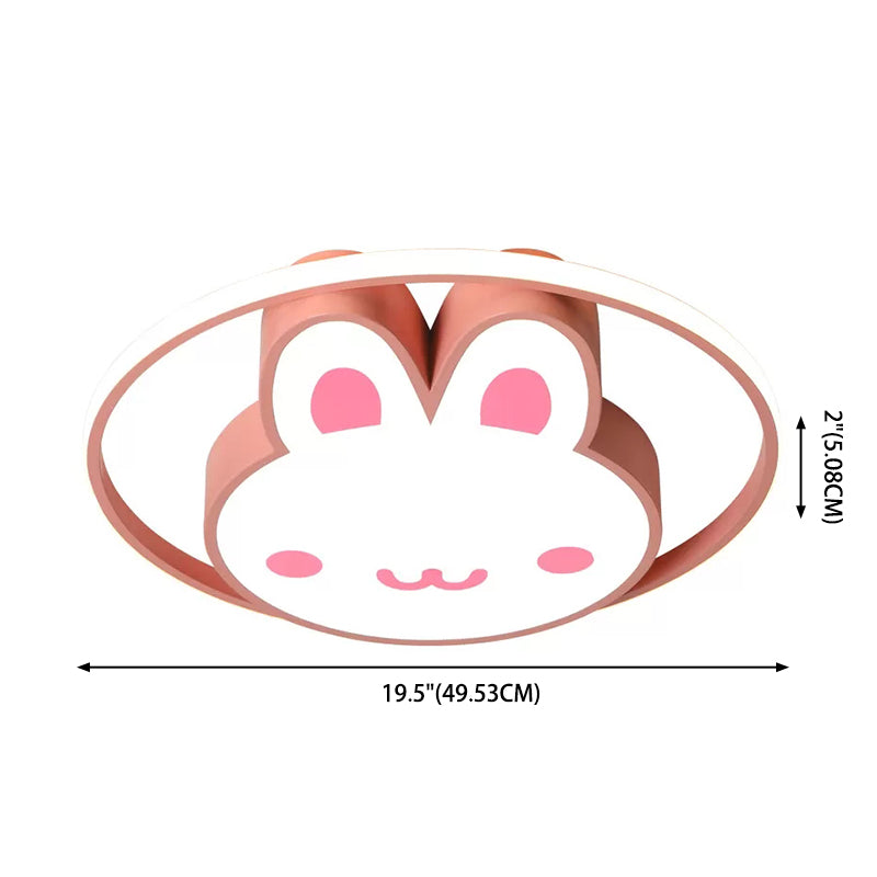 Rosa Kaninchen Decke Licht Cartoon LED Acryl Flush montiert Licht mit Halo Ring für Mädchen Zimmer