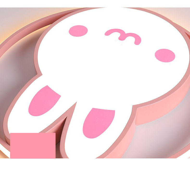 Lampada da soffitto a forma di coniglio rosa, cartone animato, LED, in acrilico, da incasso, con anello Halo, per la camera delle ragazze