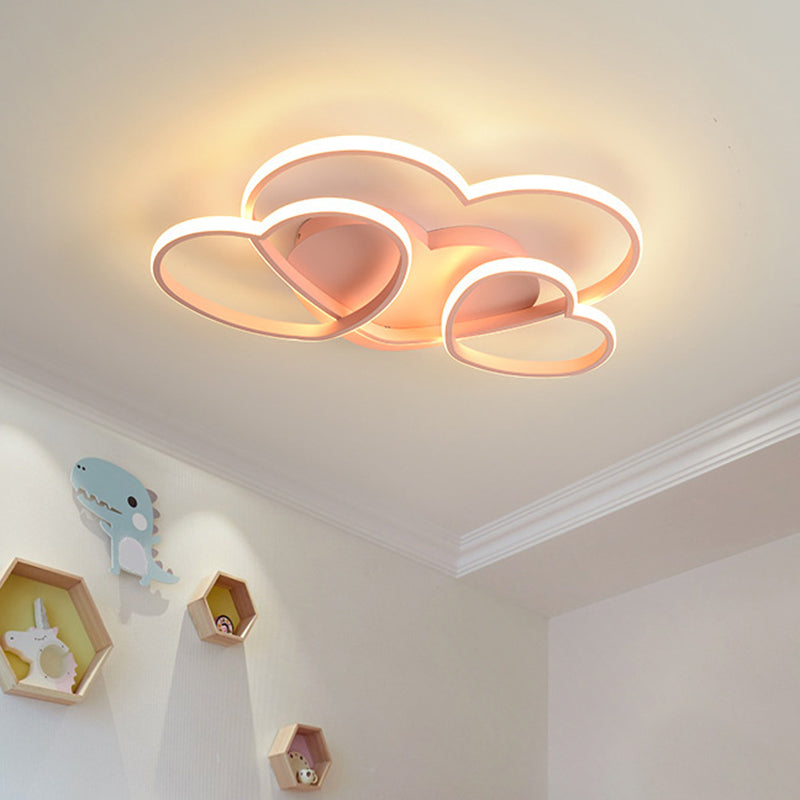 Heart Shaped Flush Mount LED Light Minimalist Metal Girls Bedroom Ceiling Mounted Light