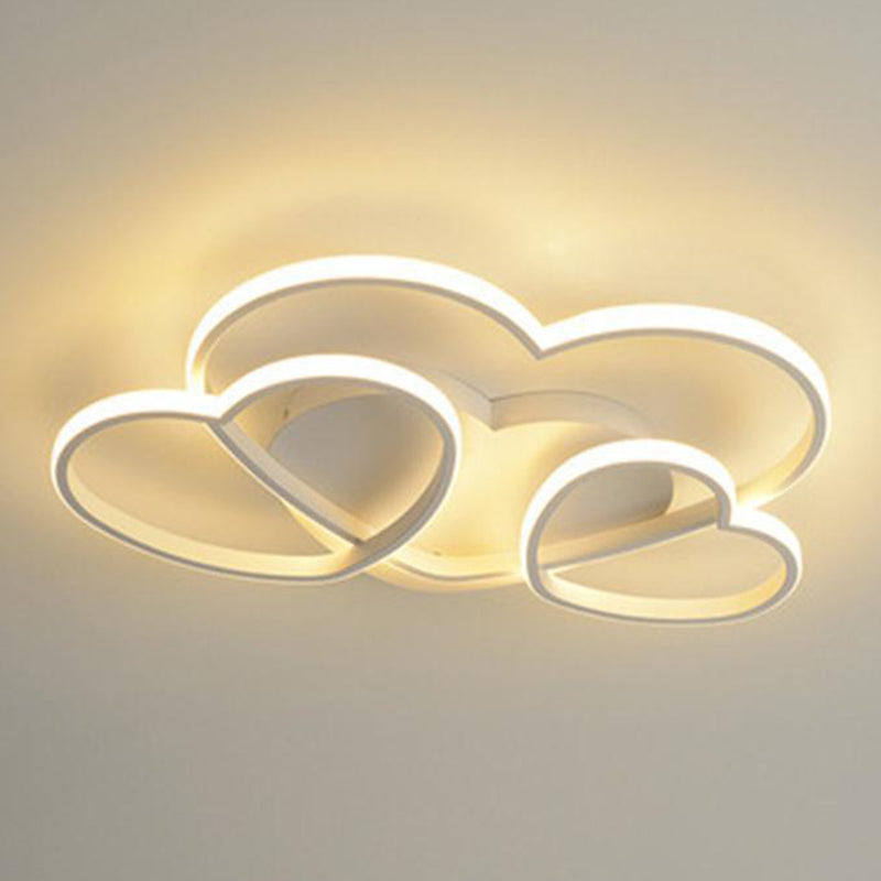 Heart Shaped Flush Mount LED Light Minimalist Metal Girls Bedroom Ceiling Mounted Light