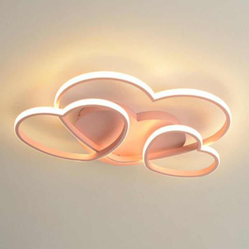 Heart Shaped Flush Mount LED Light Minimalist Metal Girls Bedroom Ceiling Mounted Light