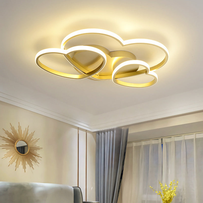 Heart Shaped Flush Mount LED Light Minimalist Metal Girls Bedroom Ceiling Mounted Light