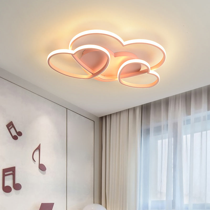 Heart Shaped Flush Mount LED Light Minimalist Metal Girls Bedroom Ceiling Mounted Light