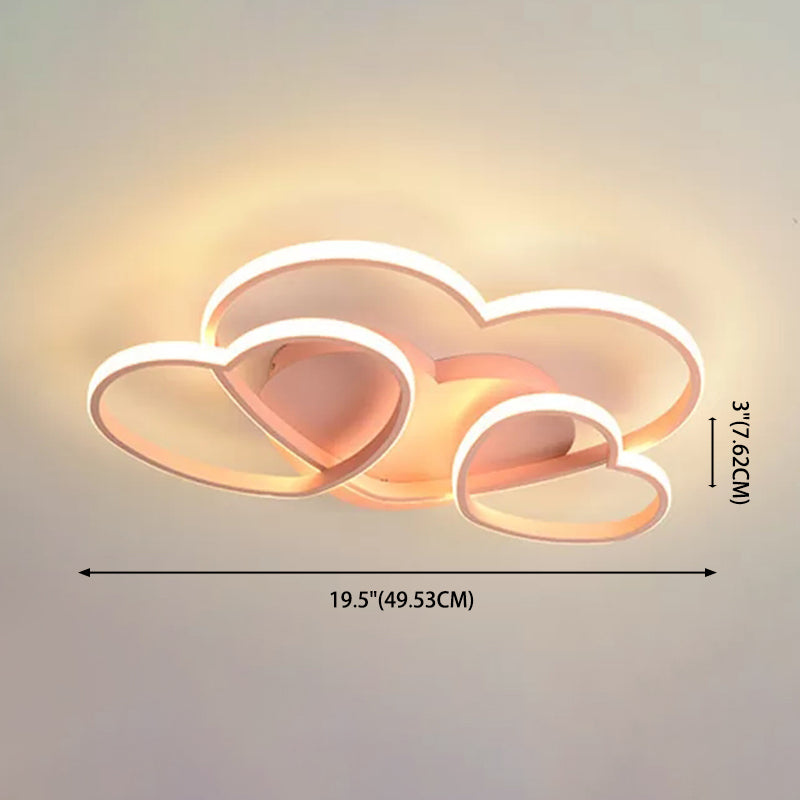 Heart Shaped Flush Mount LED Light Minimalist Metal Girls Bedroom Ceiling Mounted Light