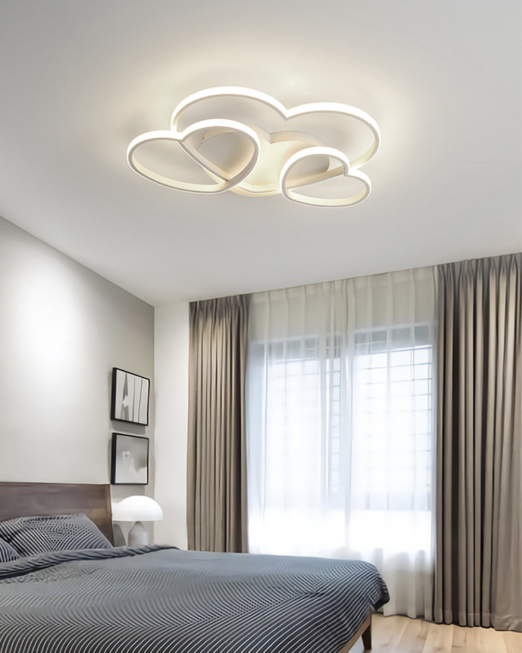 Heart Shaped Flush Mount LED Light Minimalist Metal Girls Bedroom Ceiling Mounted Light