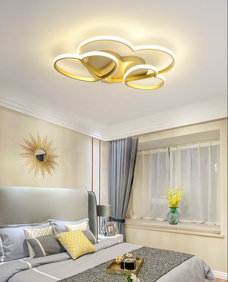 Heart Shaped Flush Mount LED Light Minimalist Metal Girls Bedroom Ceiling Mounted Light