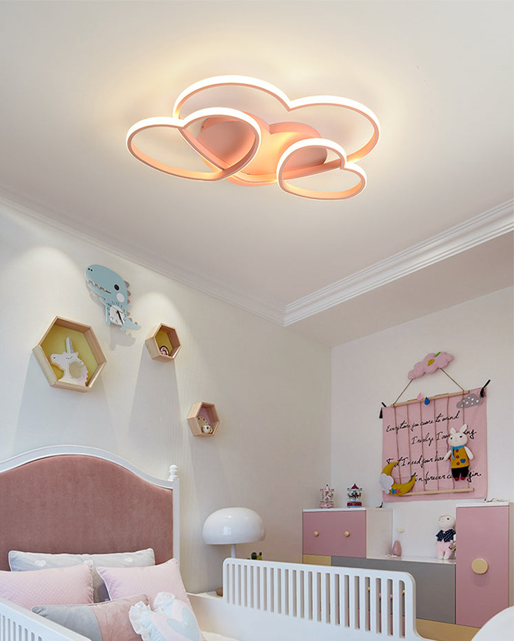 Heart Shaped Flush Mount LED Light Minimalist Metal Girls Bedroom Ceiling Mounted Light