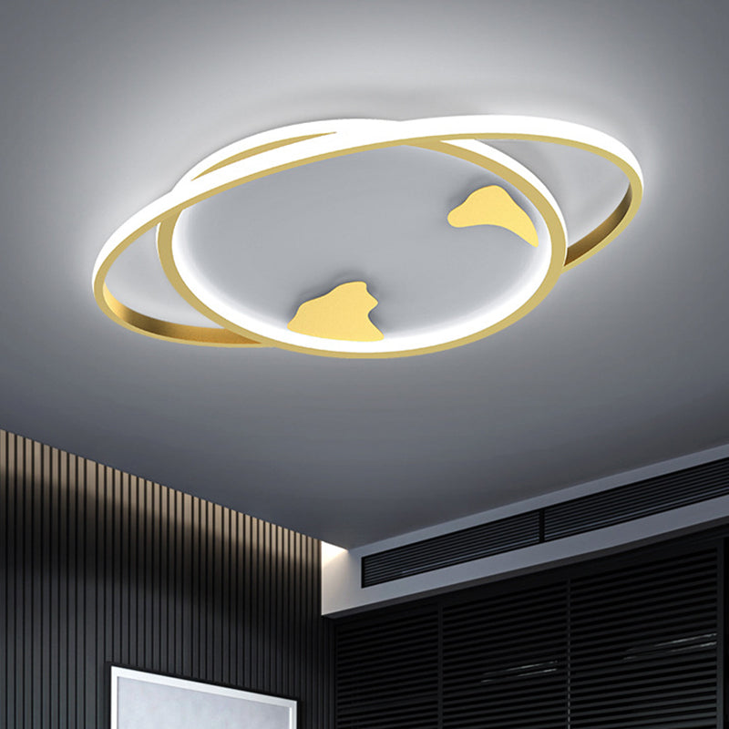 Ringed Planet Kinderzimmer Deckenbündige Halterung Metall LED Minimalist Flush Light Armatur in Gold