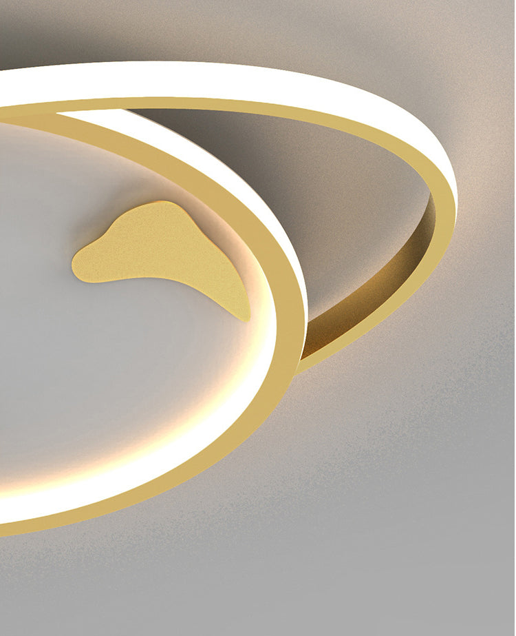 Ringed Planet Kinderzimmer Deckenbündige Halterung Metall LED Minimalist Flush Light Armatur in Gold