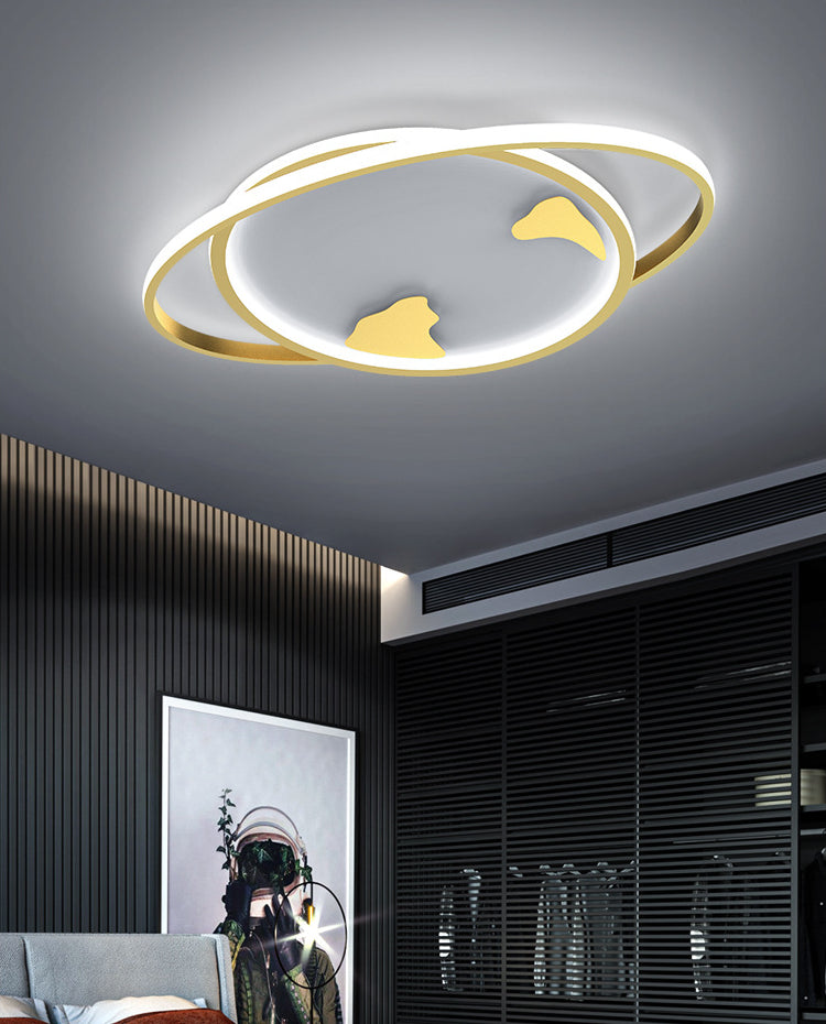 Ringed Planet Kinderzimmer Deckenbündige Halterung Metall LED Minimalist Flush Light Armatur in Gold