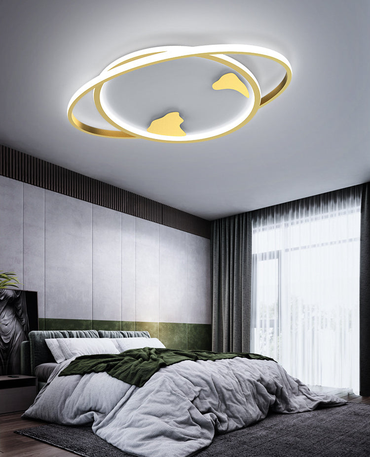 Ringed Planet Kinderzimmer Deckenbündige Halterung Metall LED Minimalist Flush Light Armatur in Gold
