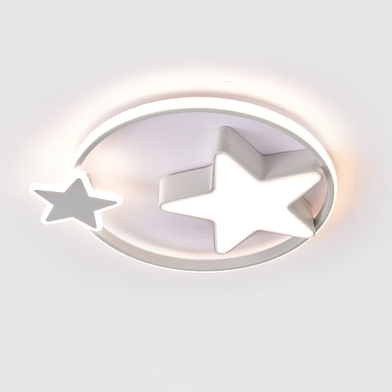 Minimalist Star Ceiling Flush Light Metal Childrens Bedroom LED Flush Mount in Fernbedienung Stepless Dimming