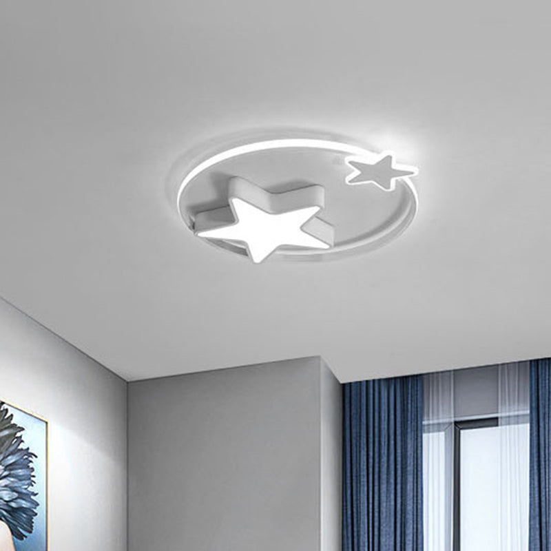Minimalist Star Ceiling Flush Light Metal Childrens Bedroom LED Flush Mount in Fernbedienung Stepless Dimming