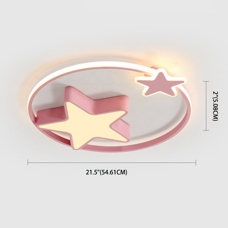 Minimalist Star Ceiling Flush Light Metal Childrens Bedroom LED Flush Mount in Fernbedienung Stepless Dimming