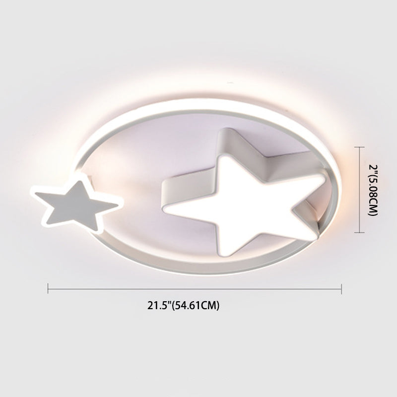 Minimalist Star Ceiling Flush Light Metal Childrens Bedroom LED Flush Mount in Fernbedienung Stepless Dimming
