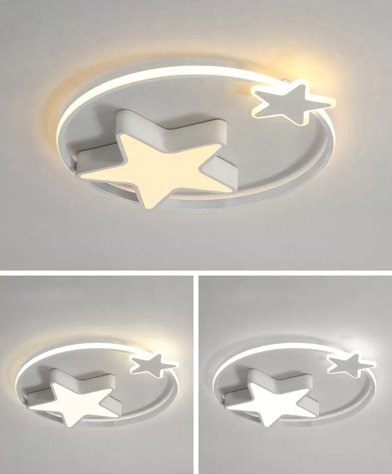 Minimalist Star Ceiling Flush Light Metal Childrens Bedroom LED Flush Mount in Fernbedienung Stepless Dimming