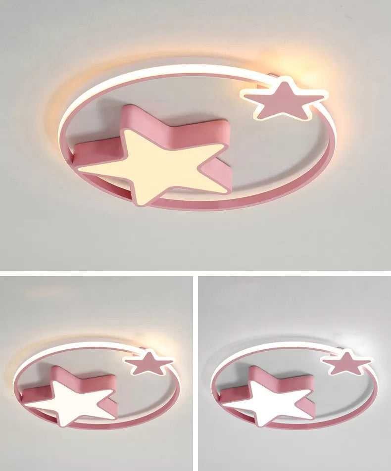 Minimalist Star Ceiling Flush Light Metal Childrens Bedroom LED Flush Mount in Fernbedienung Stepless Dimming