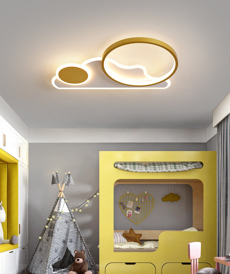 Sun and Cloud Acrylic Flush Mount Minimalist Cartoon LED Ceiling Flush Light for Kids Room