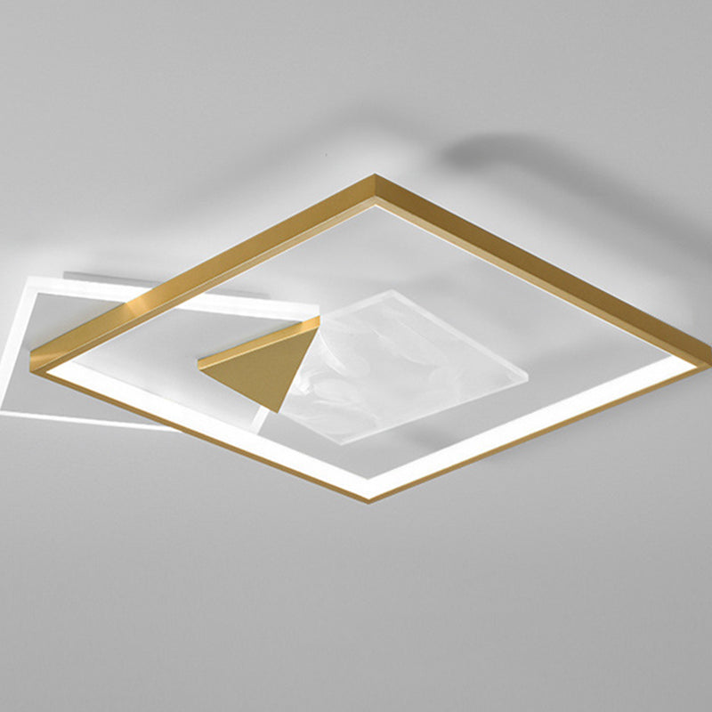 Geometric Shaped LED Flush Lamp Simplicity Acrylic Living Room Ceiling Light in Gold