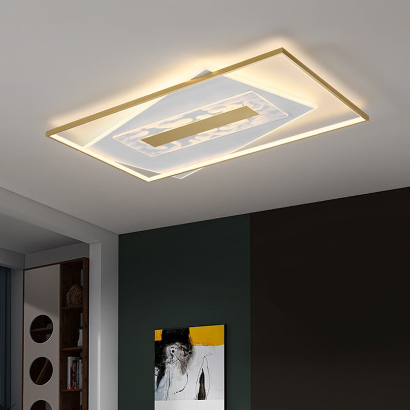 Geometric Shaped LED Flush Lamp Simplicity Acrylic Living Room Ceiling Light in Gold