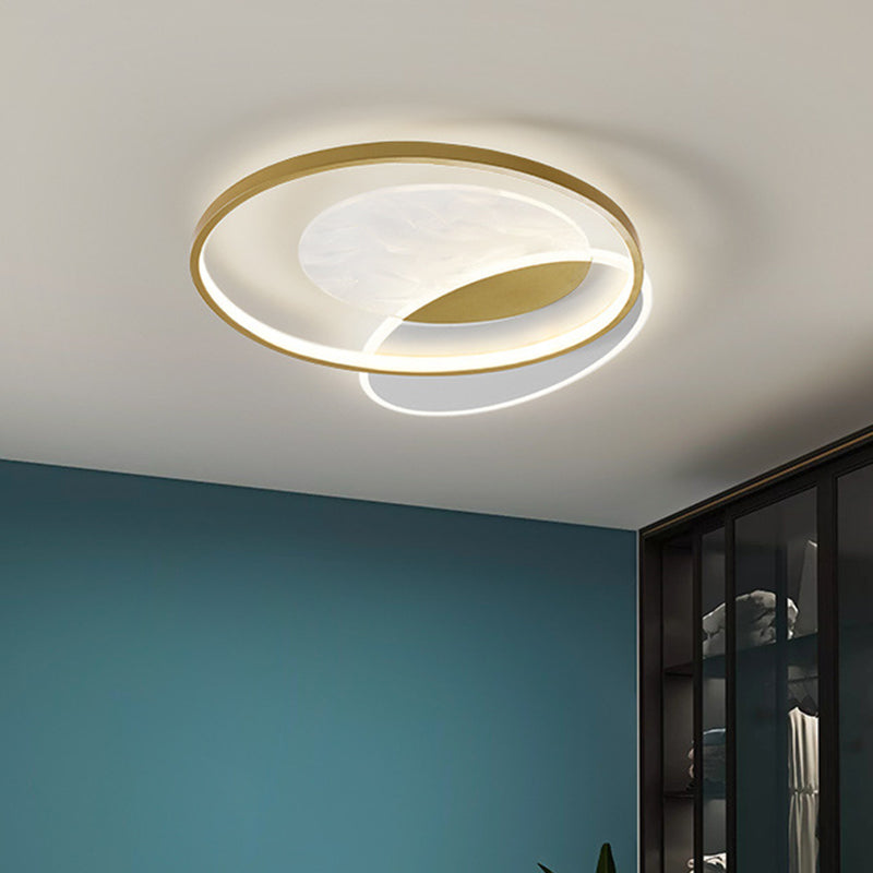 Geometric Shaped LED Flush Lamp Simplicity Acrylic Living Room Ceiling Light in Gold