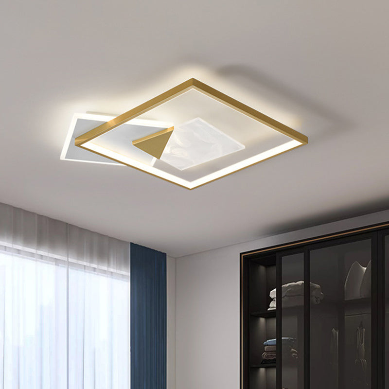 Geometric Shaped LED Flush Lamp Simplicity Acrylic Living Room Ceiling Light in Gold