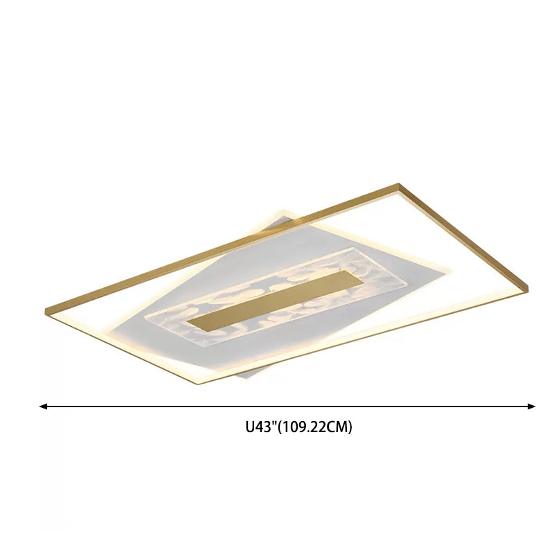 Geometric Shaped LED Flush Lamp Simplicity Acrylic Living Room Ceiling Light in Gold