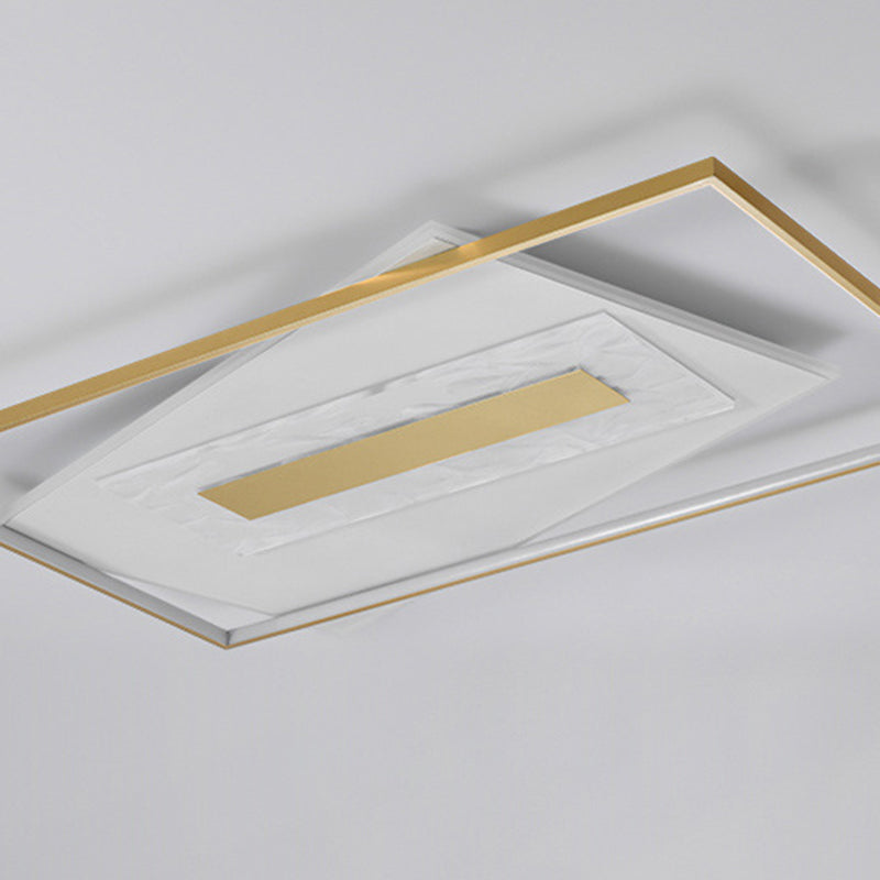 Geometric Shaped LED Flush Lamp Simplicity Acrylic Living Room Ceiling Light in Gold