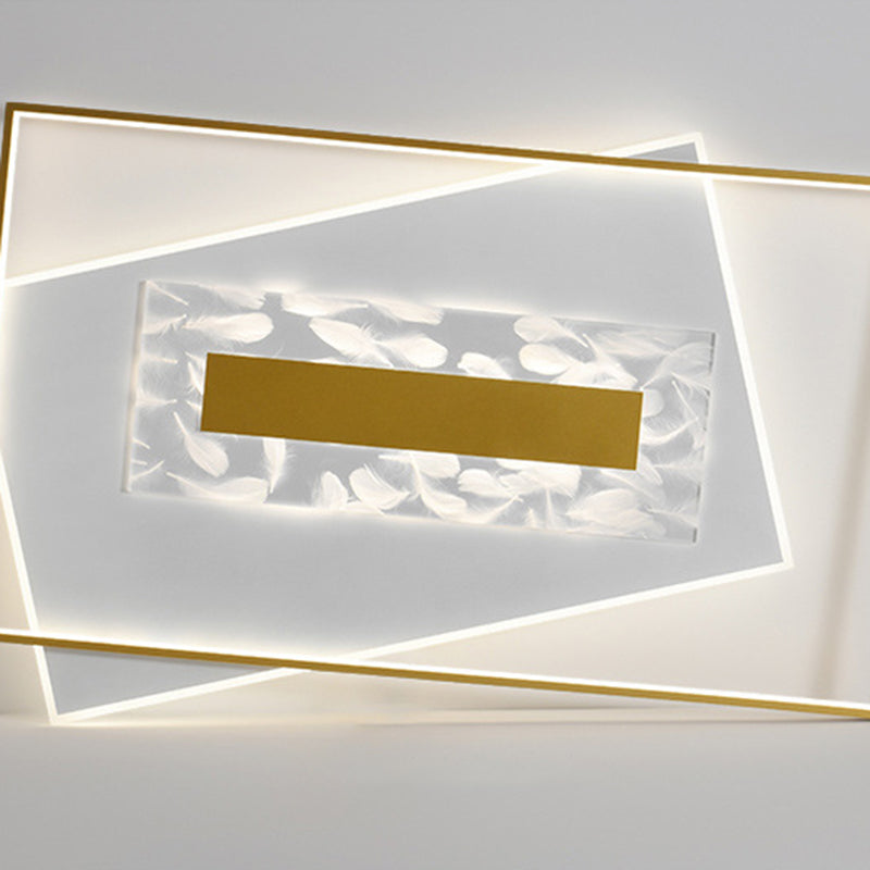 Geometric Shaped LED Flush Lamp Simplicity Acrylic Living Room Ceiling Light in Gold