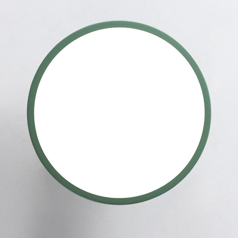 Round Corridor Semi Flush Light Acrylic Macaron Style LED Flush Ceiling Light with Wooden Canopy