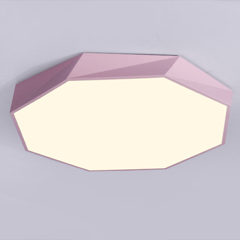 Macaron Octagonal Ceiling Lighting Metal Bedroom Flush Mount Led Light with Acrylic Diffuser
