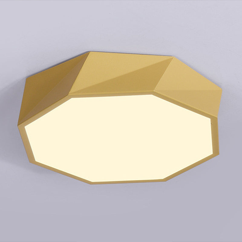 Macaron Octagonal Ceiling Lighting Metal Bedroom Flush Mount Led Light with Acrylic Diffuser